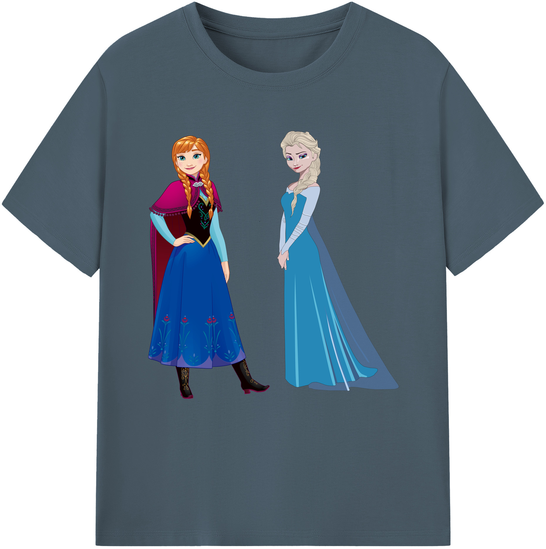 （画像用） アナと雪の女王 アンナ エルサ Frozen Anna Elsa 綿100％半袖Tシャツ（フロントプリント）